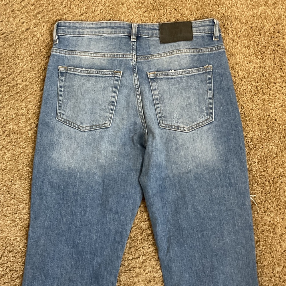 Cheap Monday Blue Distressed Straight Leg Jeans 28 Over My Dead Body Y2K Boho - Picture 6 of 6